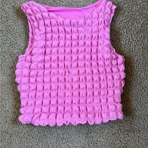 Amazon Pink Textured Crop Top